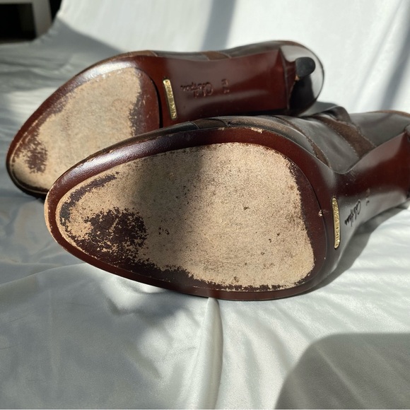 Cole Hann Nike Air Brown Leather & Suede Bootie Heels - Picture 5 of 10